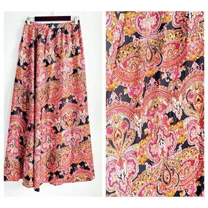 Vintage Paisley Colourful A Line Maxi Skirt S